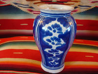 Mexican vintage pottery and ceramics, a lovely talavera vase from Puebla, c. 1930's. Wonderfully formed and painted, and fired multiple times, this is an outstanding piece of talavera. Main photo of talavera vase.