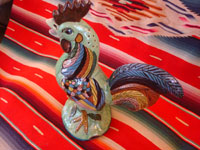 Mexican vintage pottery and ceramics, and Mexican vintage folk art, a pottery rooster from Tlaquepaque, c. 1940. Wonderfully glazed and very beautifully painted; this is an incredible piece of vintage Mexican fine/folk art!  Another photo of the Tlaquepaque pottery rooster.