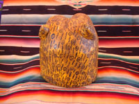 Mexican vintage wood-carving and folk art, a wonderfully carved and decorated helmet-style jaguar mask, used in dances and folk-festivals, from the Mexican state of Guerrero, c. 1950's. Photo showing the back side of the Guerrero jaguar mask.