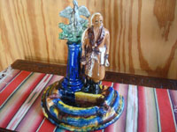 Mexican vintage folk art, and Mexican vintage pottery and ceramics, a wonderful pottery sculpture depicting Padre Miguel Hidalgo, the father of the Mexican revolution of 1810, Oaxaca, c. 1930's.  Main photo of the sculpture.