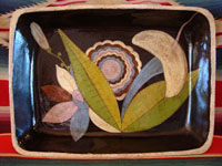 Mexican vintage pottery and ceramics, square blackware casserole from Tlaquepaque, c. 1935.