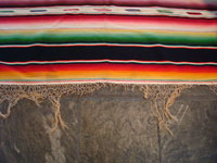 Mexican Saltillo sarape, closeup of decorative end stripe