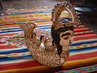 Mexican folk art, pottery mermaid from Tzintzuntzan, Michoacan, c. 2008.