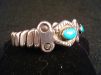Photo showing side view of Navajo silver bracelet.
