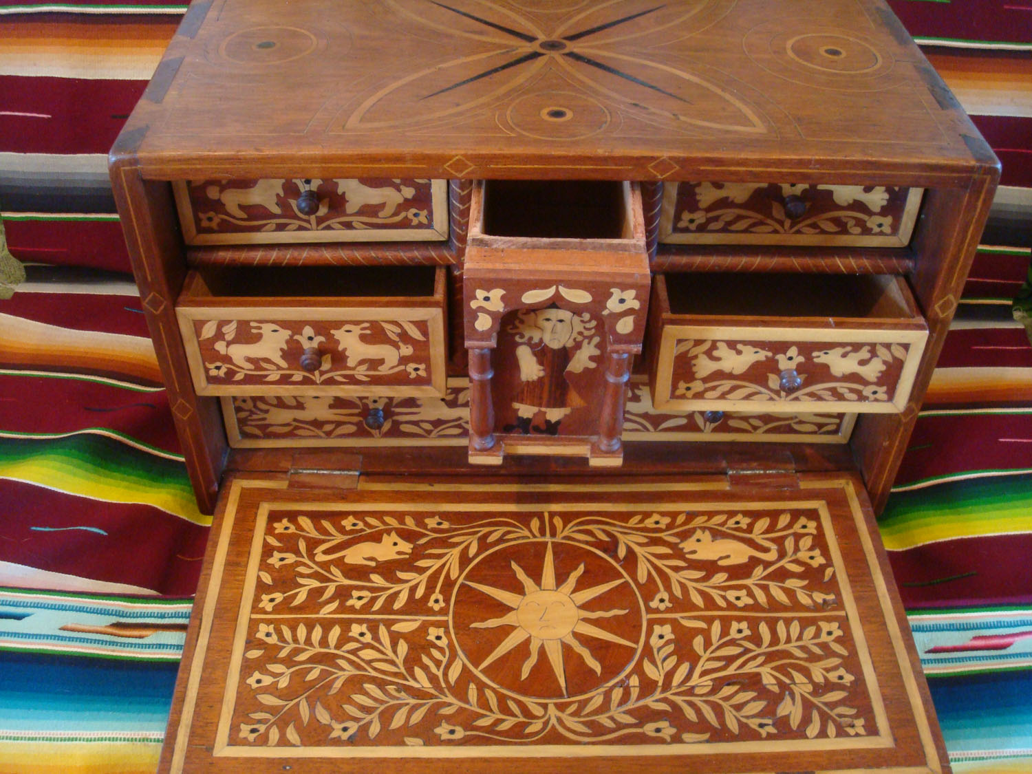 Vintage Mexican Wood Carvings and Masks, Olinala Laquerware Boxes and