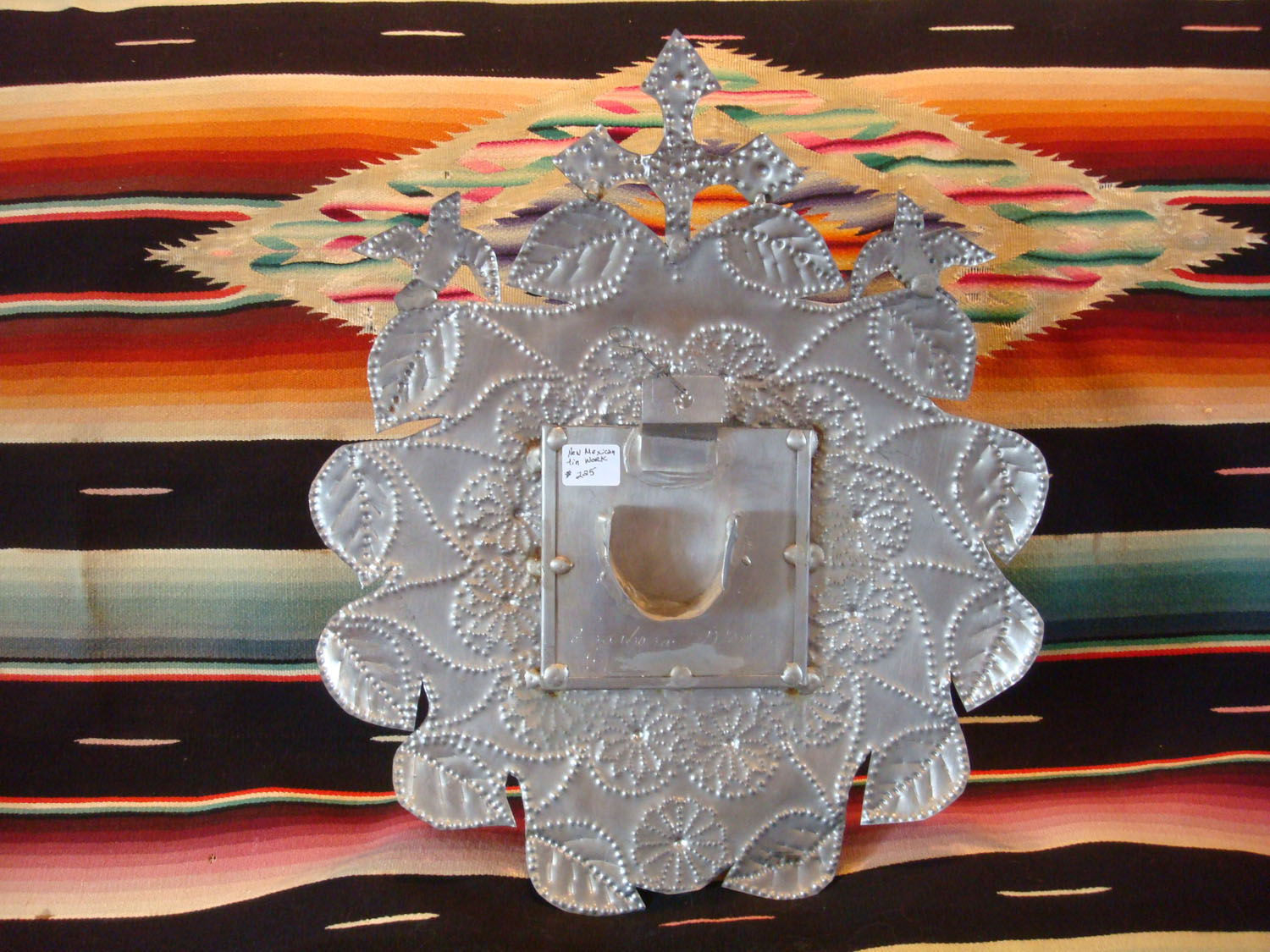 New Mexican tinworkart (tin art) and folkart, a beautifully formed and stamped tinwork mirror