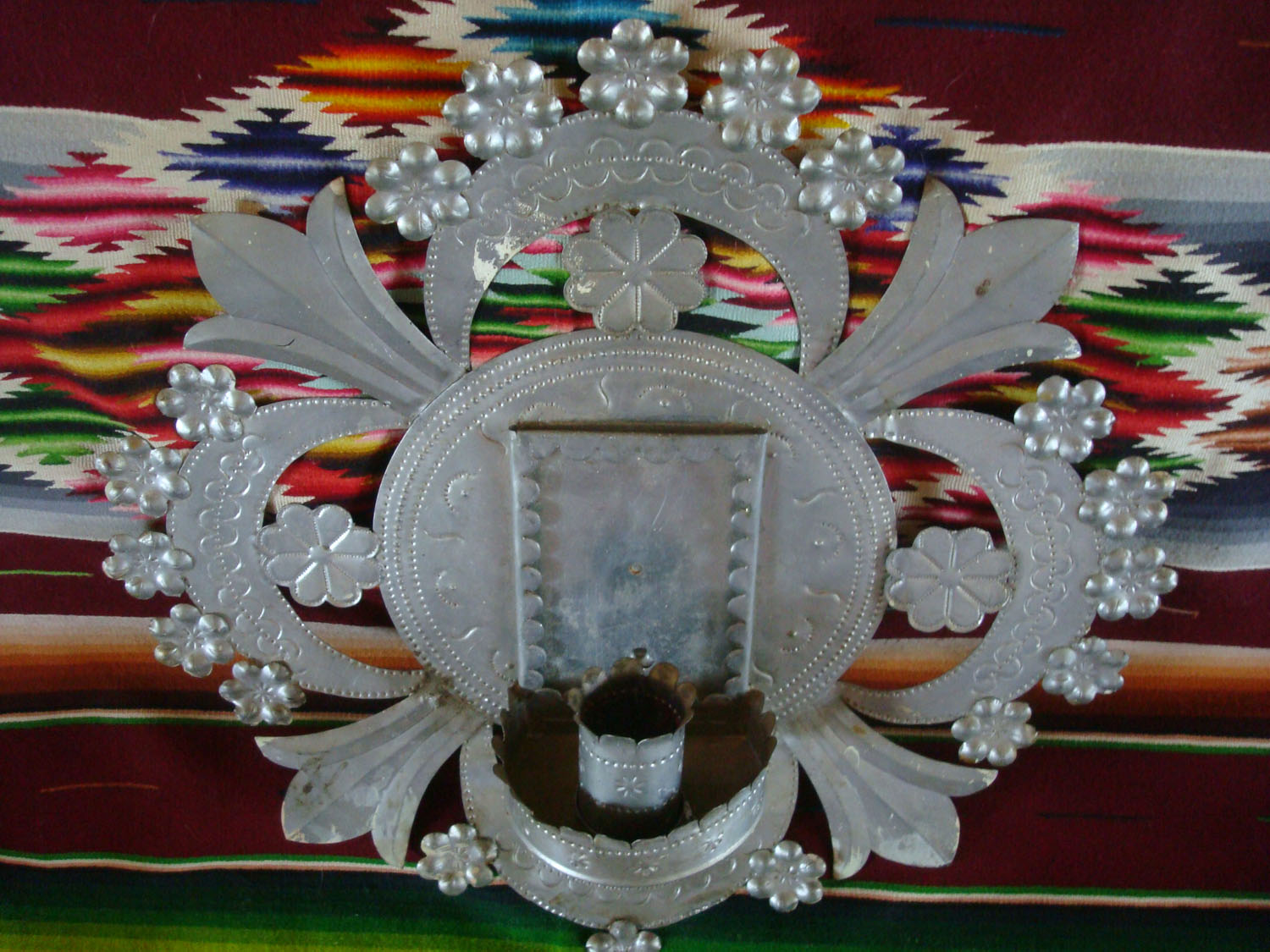 Mexican Tin Work Art, Mexican Tin Candelabras and Tin Mirrors at Pocas