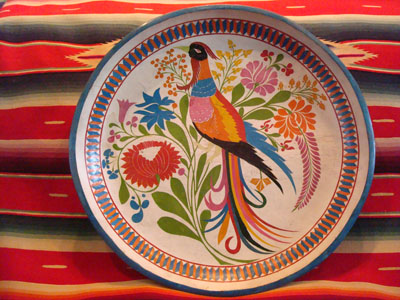 Mexican vintage wood-carving and laquer-ware, a wonderful laquer-ware batella from Uruapan, Michoacan, c. 1930's.
