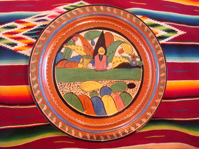 Mexican vintage pottery and ceramics, a wonderful charger from Tlaquepaque, c. 1930-40.