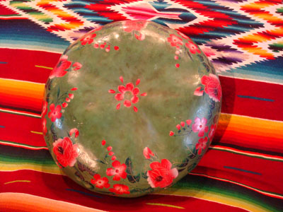 Mexican vintage folk art, a laquer-ware painted gourd from Chiapa de Curso, Chiapas, c. 1930.