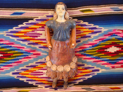 Mexican vintage pottery and ceramics and Mexican vintage folk-art, a wonderful bank in the form of a lovely Mexican woman, c. 1940's.