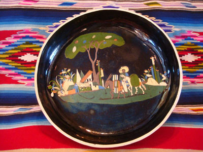Mexican vintage pottery and ceramics, a black-ware bowl with a tri-pod base, Tlaquepaque, Jalisco, c. 1930's.