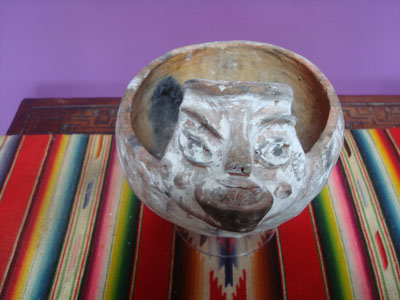 Mexican vintege pottery and ceramics, an incense vessel from the Lacandon jungle, c. 1940.
